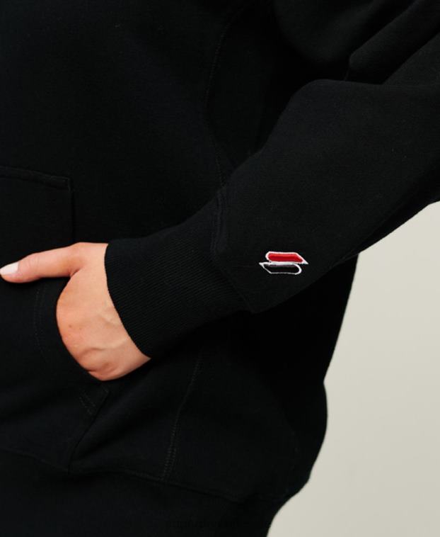 mujer Superdry negro sudadera oversize con código heráldico 2R68Z1982
