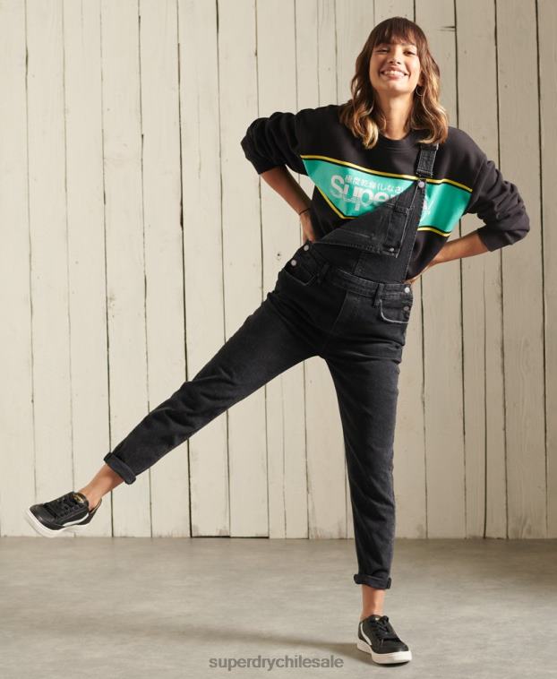 mujer Superdry negro sudadera oversize con logo Core 2R68Z5858
