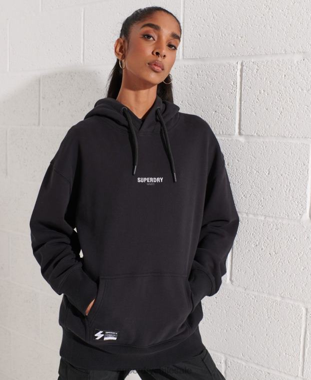 mujer Superdry negro sudadera oversize con micrologo 2R68Z5843