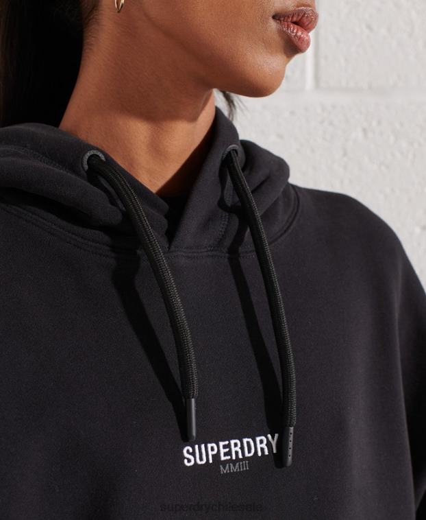 mujer Superdry negro sudadera oversize con micrologo 2R68Z5843