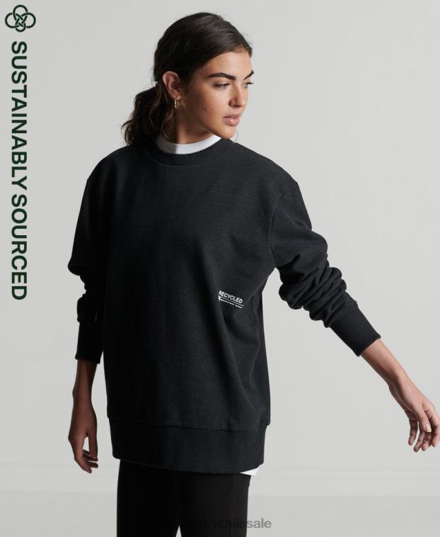 mujer Superdry negro sudadera reciclada micro mid crew 2R68Z5972
