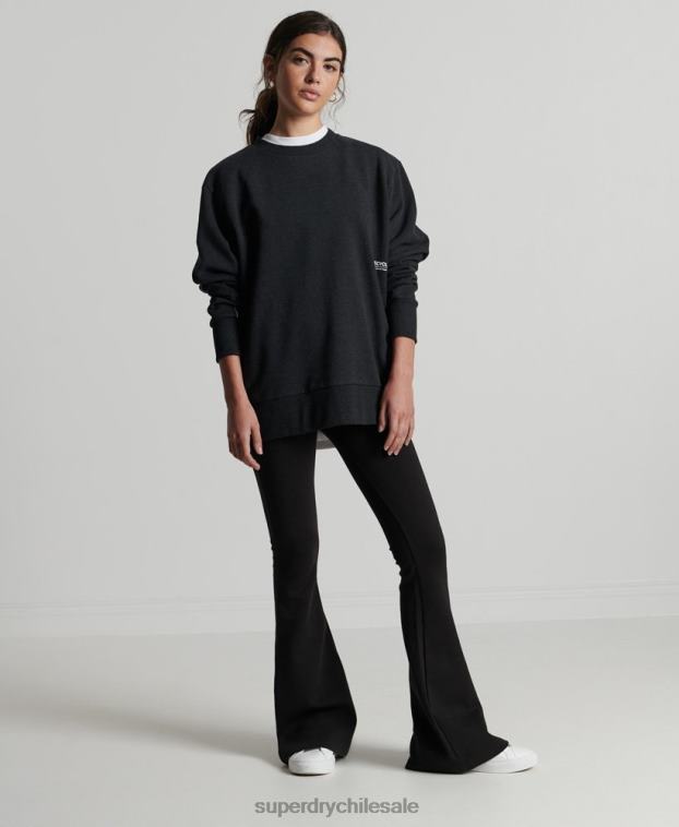 mujer Superdry negro sudadera reciclada micro mid crew 2R68Z5972