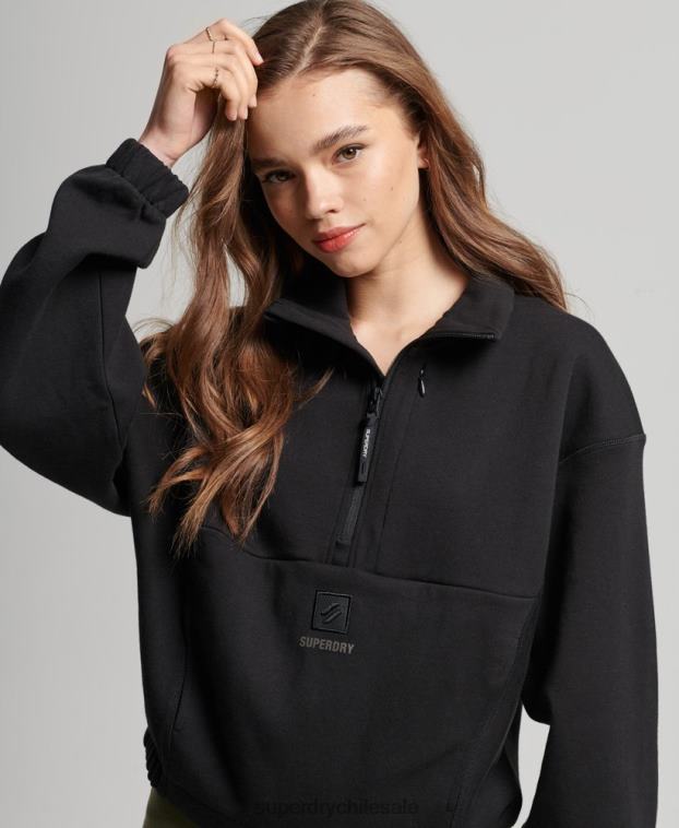mujer Superdry negro sudadera técnica con media cremallera 2R68Z3281