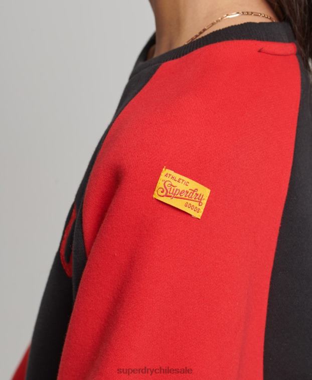 mujer Superdry negro sudadera vintage colegial con cuello redondo y raglán 2R68Z3375
