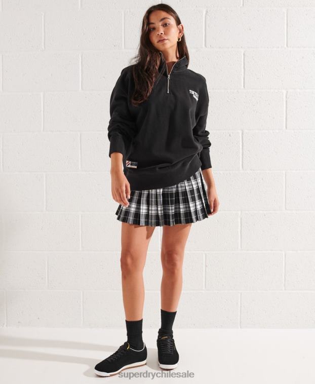 mujer Superdry negro top de chándal extragrande con media cremallera de city college 2R68Z3345