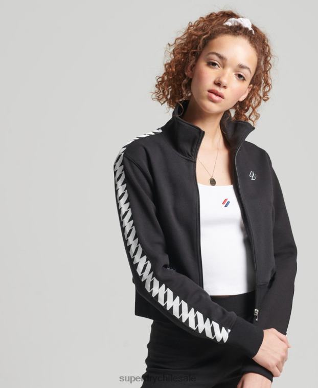 mujer Superdry negro top deportivo con cinta codificada 2R68Z5878