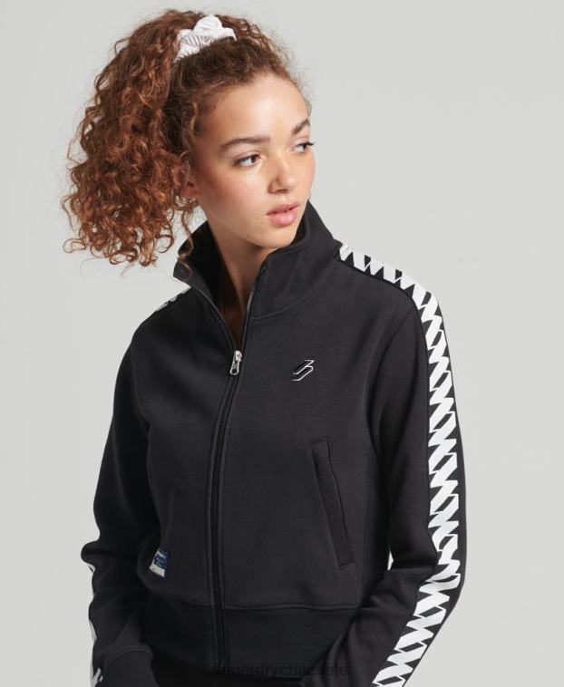 mujer Superdry negro top deportivo con cinta codificada 2R68Z5878