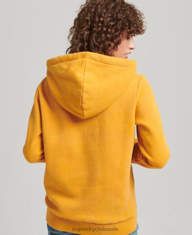 mujer Superdry oro sudadera con capucha y logo de los años 80 2R68Z5939