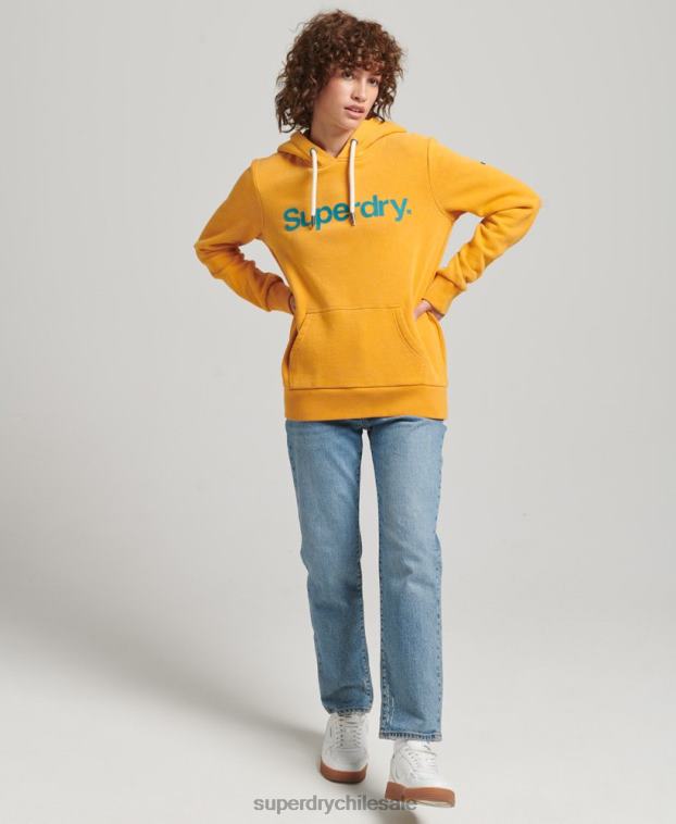 mujer Superdry oro sudadera con capucha y logo de los años 80 2R68Z5939
