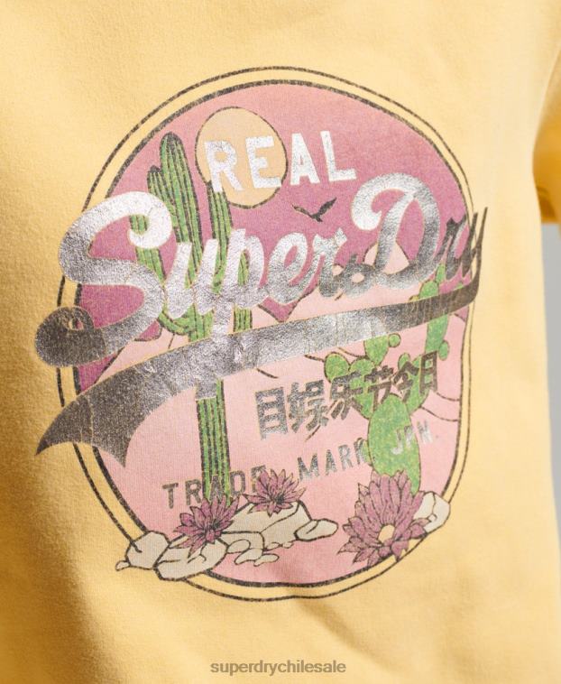 mujer Superdry oro sudadera con cuello redondo y logo vintage 2R68Z2290