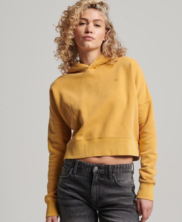mujer Superdry oro sudadera corta con capucha y lavado 2R68Z3411