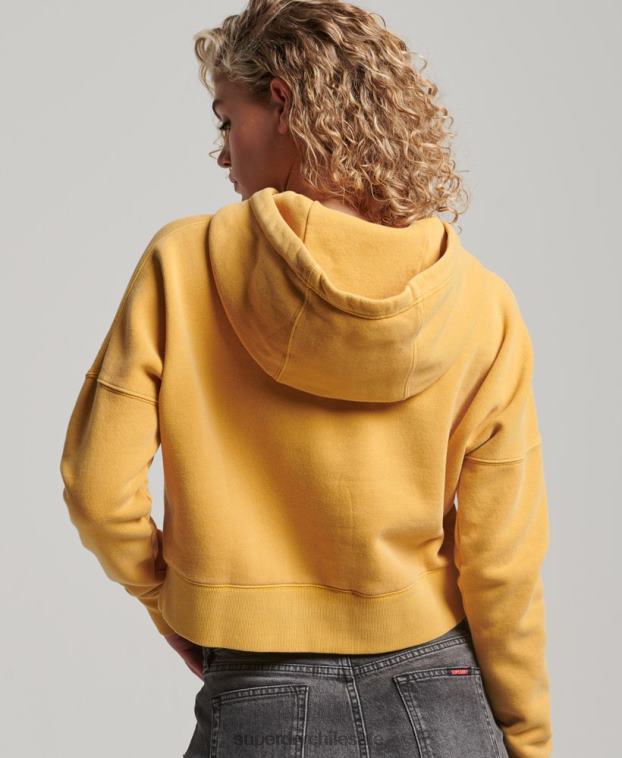 mujer Superdry oro sudadera corta con capucha y lavado 2R68Z3411
