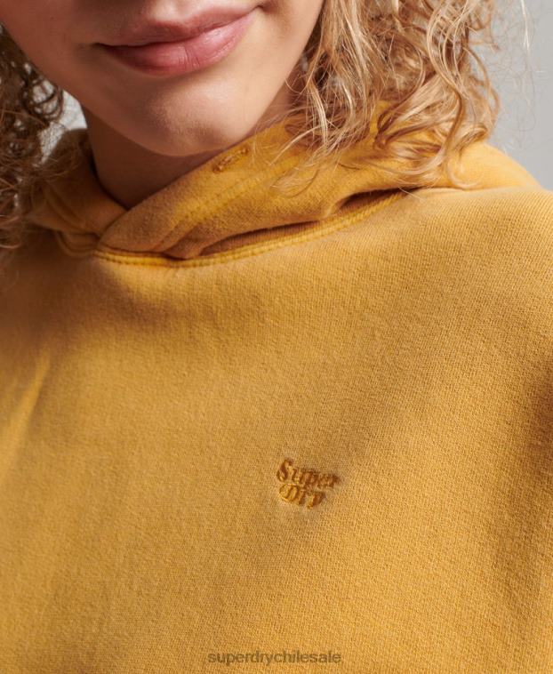 mujer Superdry oro sudadera corta con capucha y lavado 2R68Z3411