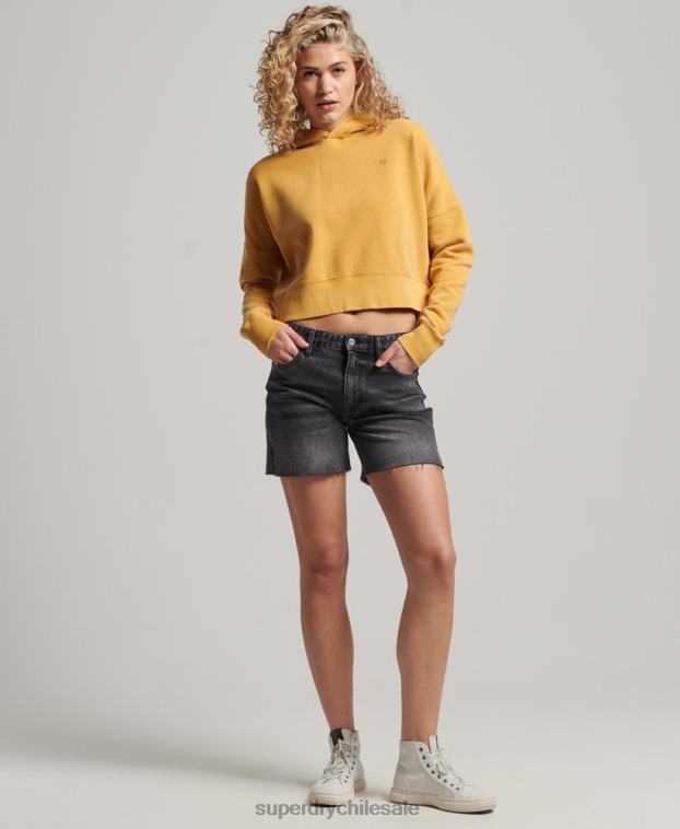 mujer Superdry oro sudadera corta con capucha y lavado 2R68Z3411