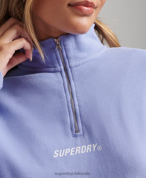 mujer Superdry púrpura camiseta core sport con media cremallera 2R68Z6111