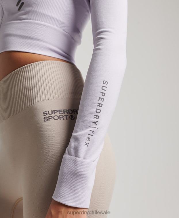 mujer Superdry púrpura cremallera sin costuras a través de la parte superior de la capa intermedia 2R68Z4170