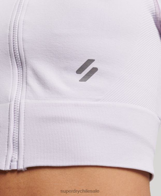 mujer Superdry púrpura cremallera sin costuras a través de la parte superior de la capa intermedia 2R68Z4170