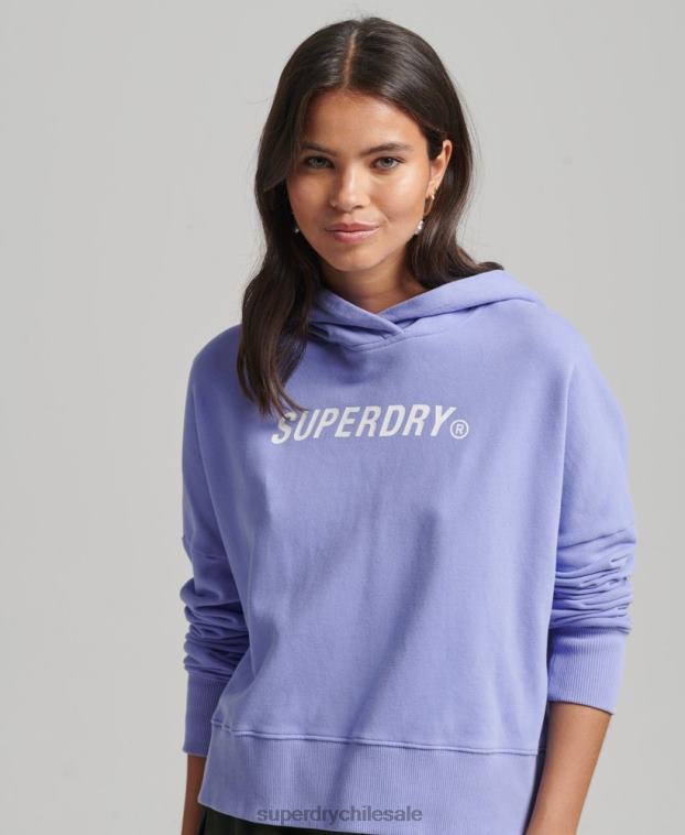 mujer Superdry púrpura sudadera con capucha Code Core Sport Crop Box 2R68Z6071