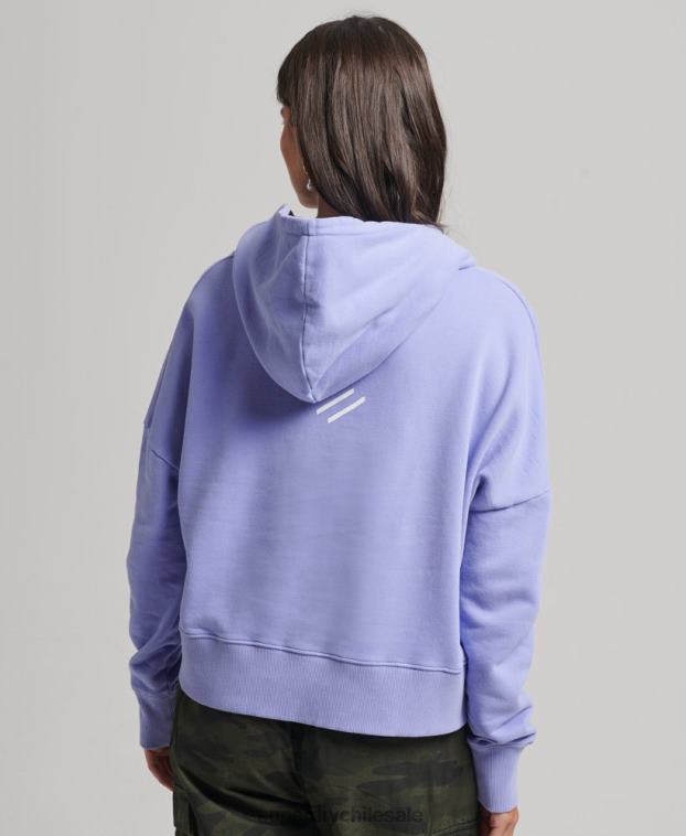 mujer Superdry púrpura sudadera con capucha Code Core Sport Crop Box 2R68Z6071