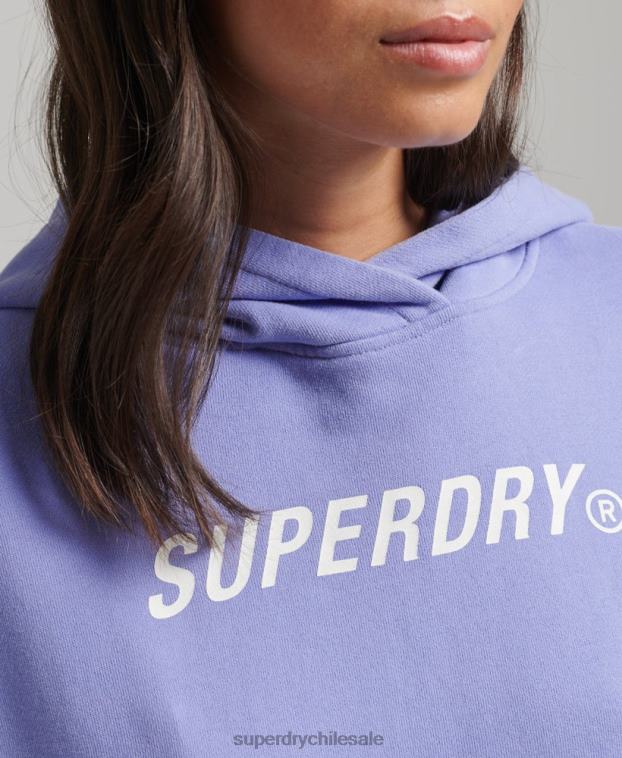 mujer Superdry púrpura sudadera con capucha Code Core Sport Crop Box 2R68Z6071