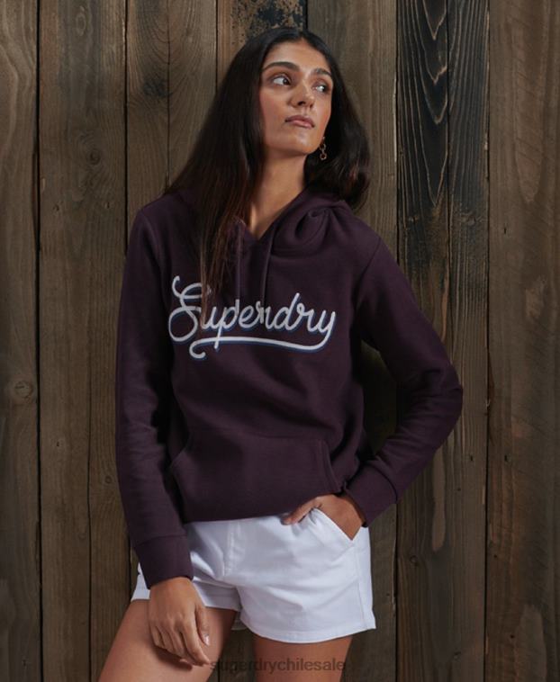 mujer Superdry púrpura sudadera con capucha de canalé supersuave 2R68Z6180