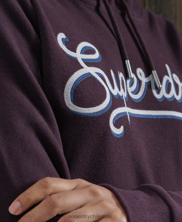 mujer Superdry púrpura sudadera con capucha de canalé supersuave 2R68Z6180