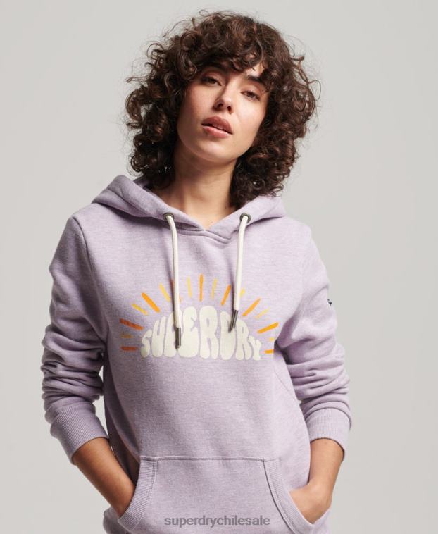 mujer Superdry púrpura sudadera con capucha de nostalgia vintage 2R68Z2235