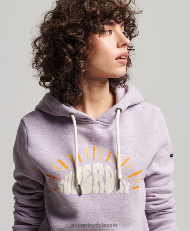 mujer Superdry púrpura sudadera con capucha de nostalgia vintage 2R68Z2235