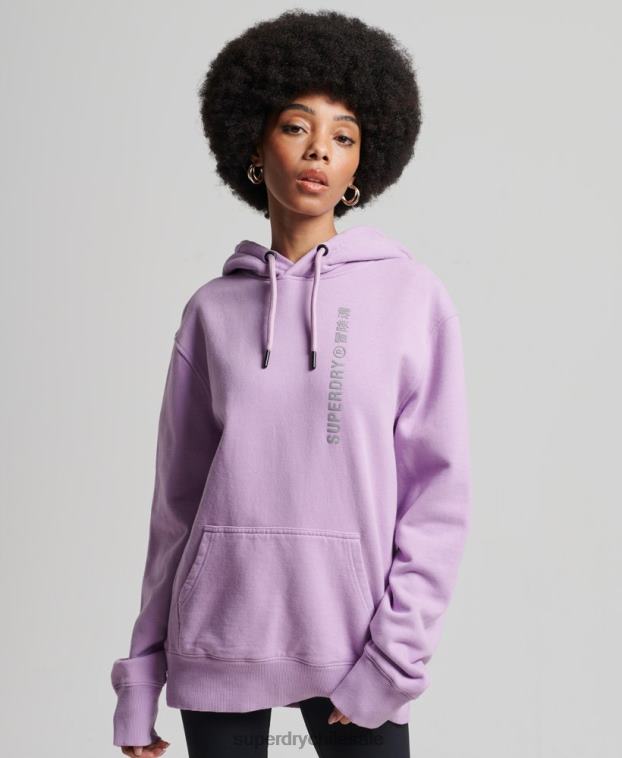 mujer Superdry púrpura sudadera con capucha holgada code linear 2R68Z3438