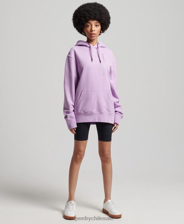 mujer Superdry púrpura sudadera con capucha holgada code linear 2R68Z3438