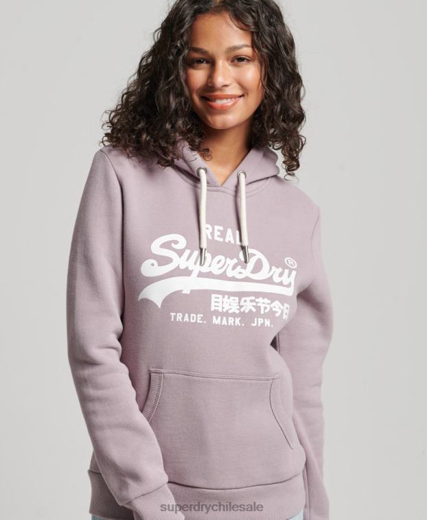 mujer Superdry púrpura sudadera con capucha y detalles 2R68Z3346