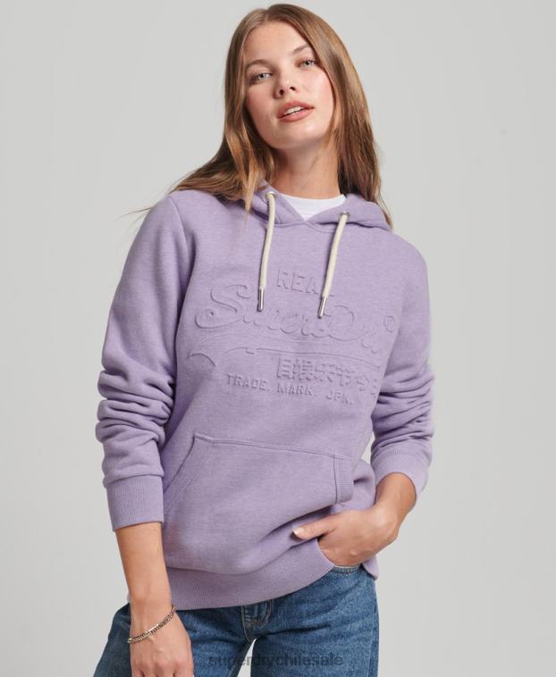 mujer Superdry púrpura sudadera con capucha y logo gráfico en relieve 2R68Z5777