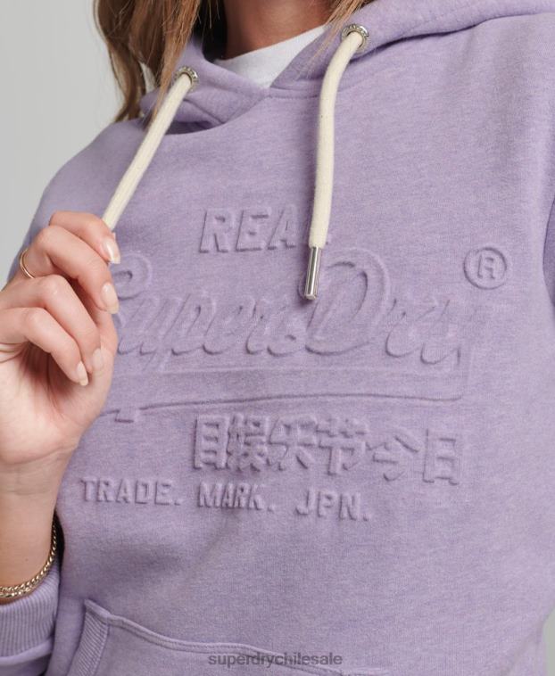 mujer Superdry púrpura sudadera con capucha y logo gráfico en relieve 2R68Z5777