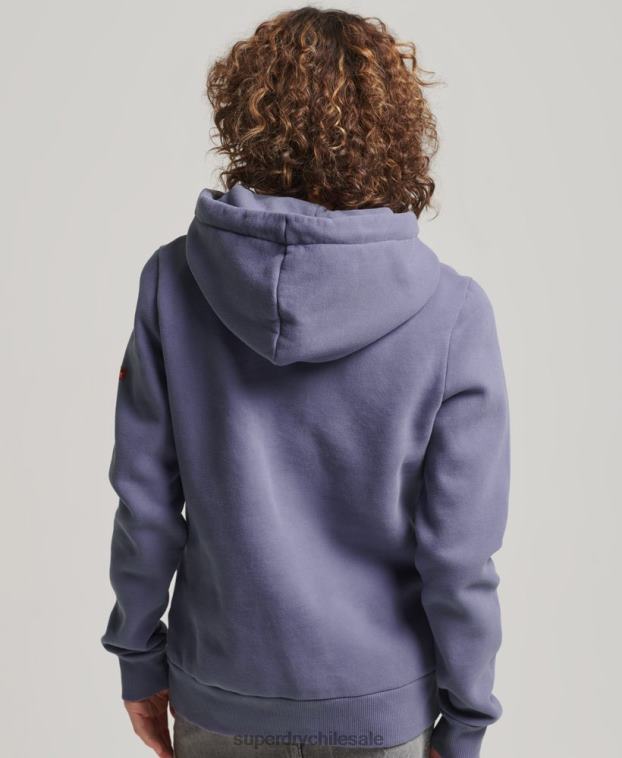 mujer Superdry púrpura sudadera con capucha y logo vintage 2R68Z3322