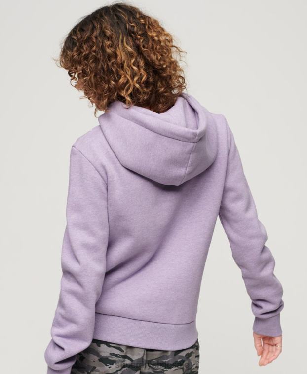 mujer Superdry púrpura sudadera con capucha y logo vintage neón 2R68Z3282