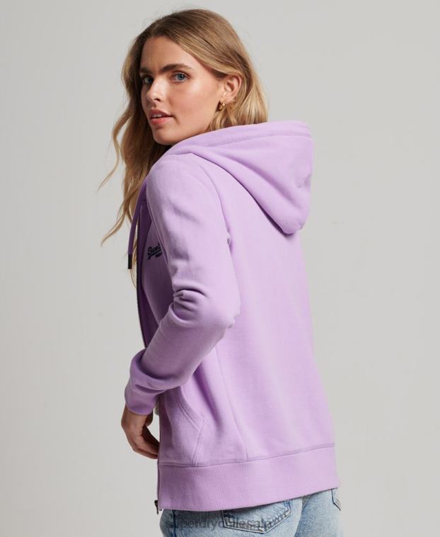 mujer Superdry púrpura sudadera con cremallera y logo bordado 2R68Z2238