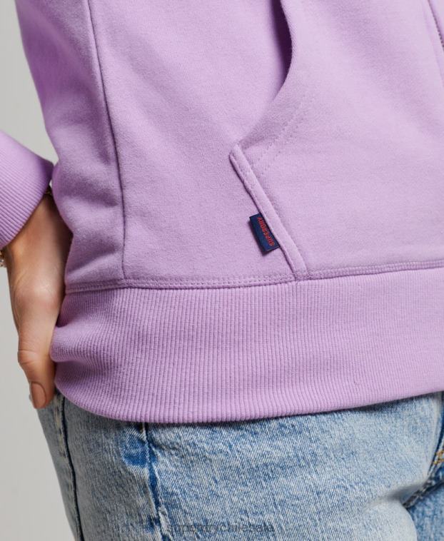 mujer Superdry púrpura sudadera con cremallera y logo bordado 2R68Z2238