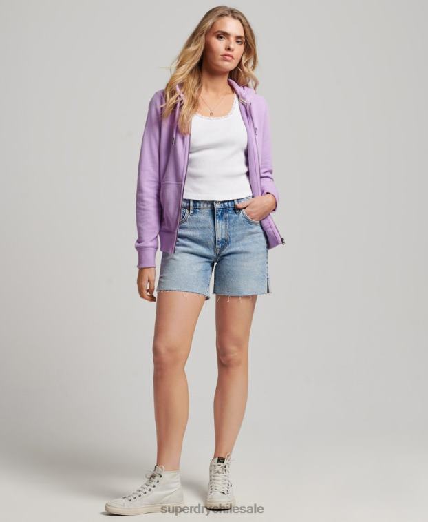 mujer Superdry púrpura sudadera con cremallera y logo bordado 2R68Z2238