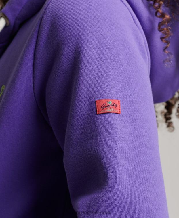 mujer Superdry púrpura sudadera con cremallera y logo vintage 2R68Z2287