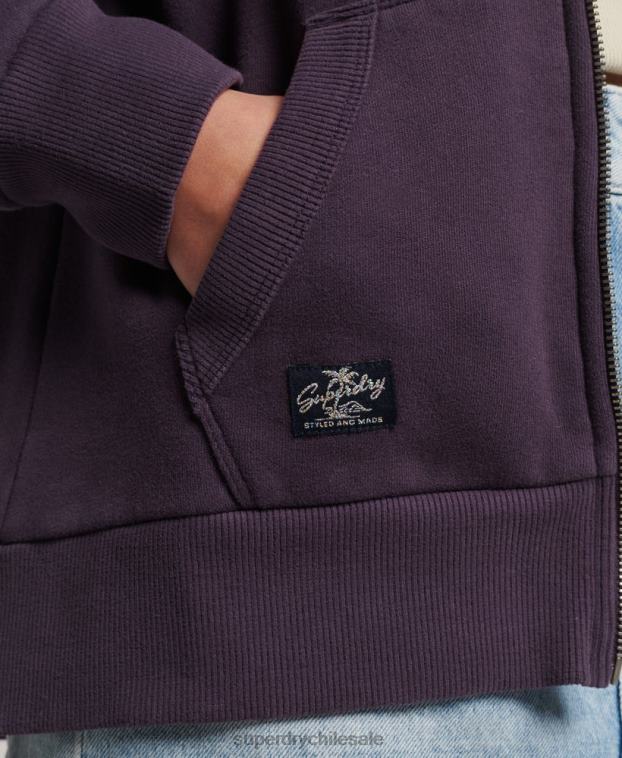 mujer Superdry púrpura sudadera con cremallera y logo vintage 2R68Z3305