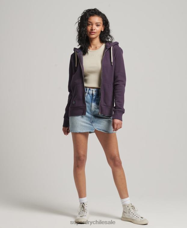 mujer Superdry púrpura sudadera con cremallera y logo vintage 2R68Z3305