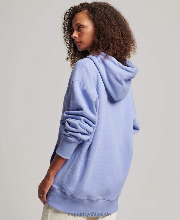 mujer Superdry púrpura sudadera extragrande con capucha y aplique del logo 2R68Z3442
