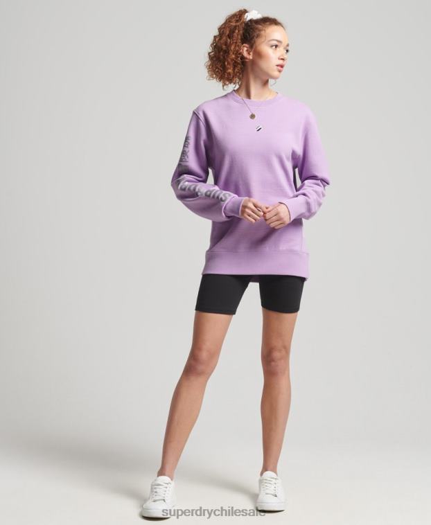 mujer Superdry púrpura sudadera holgada con cuello redondo code linear 2R68Z6016