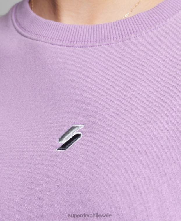 mujer Superdry púrpura sudadera holgada con cuello redondo code linear 2R68Z6016