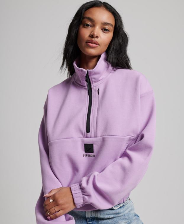 mujer Superdry púrpura sudadera técnica con media cremallera 2R68Z3354