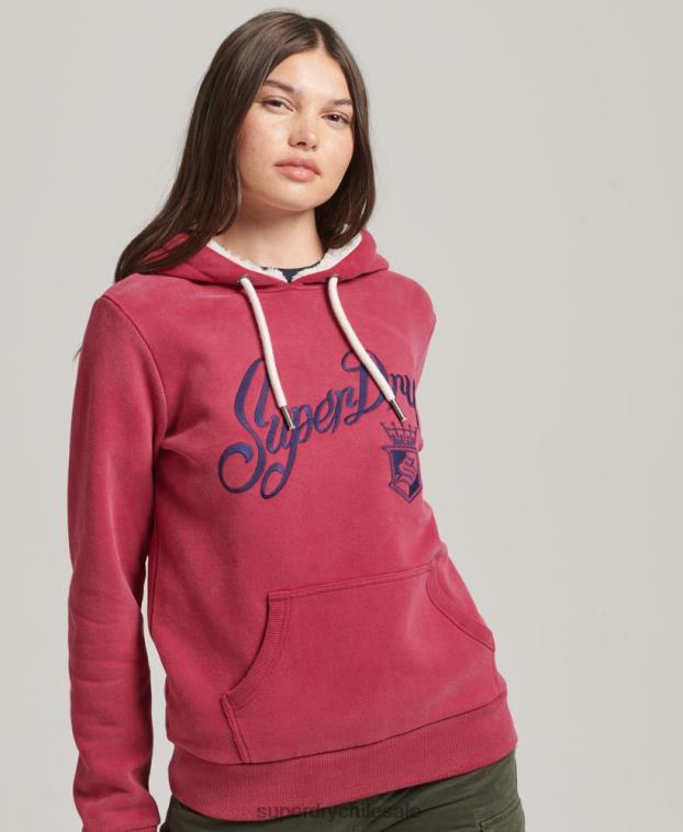 mujer Superdry rojo orgullo y artesanía sudadera con capucha 2R68Z3399
