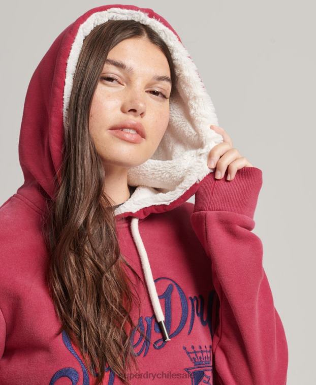 mujer Superdry rojo orgullo y artesanía sudadera con capucha 2R68Z3399