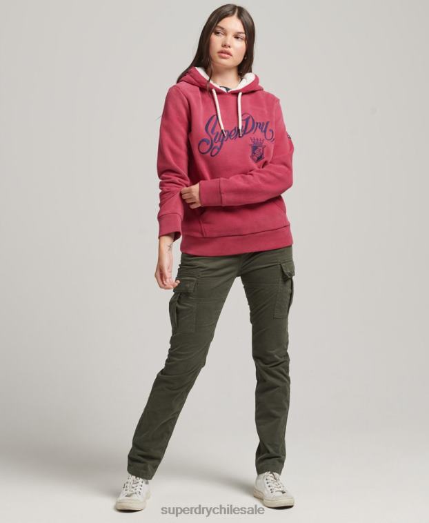mujer Superdry rojo orgullo y artesanía sudadera con capucha 2R68Z3399