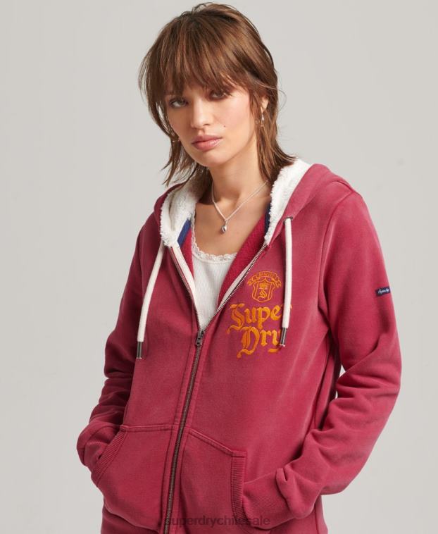 mujer Superdry rojo orgullo y artesanía sudadera con cremallera 2R68Z6005