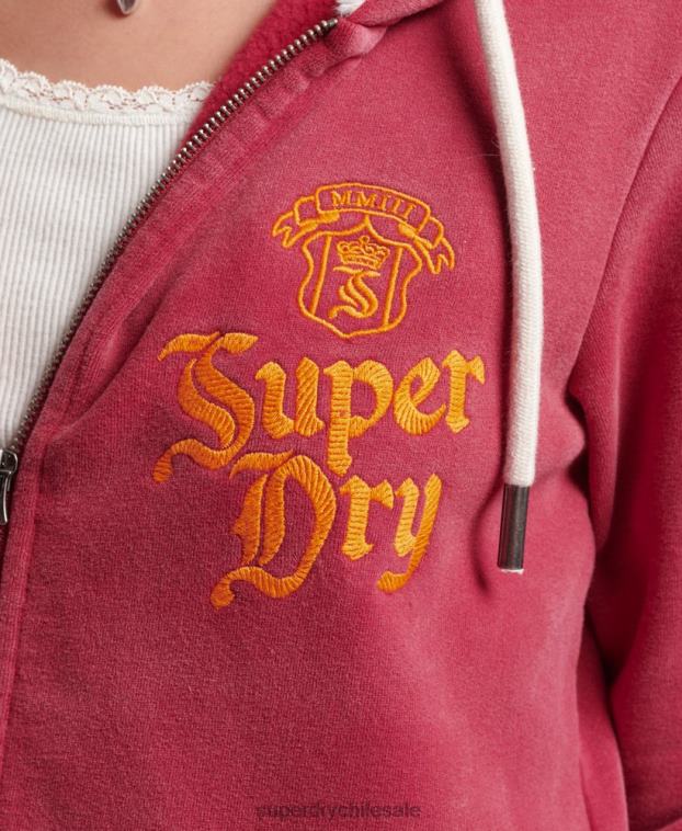 mujer Superdry rojo orgullo y artesanía sudadera con cremallera 2R68Z6005